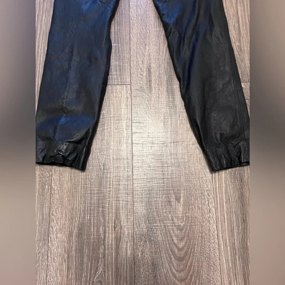 Vintage Leather Renditions By Sandi Black Leggings Size 6 Genuine Leather Pants - Picture 8 of 9